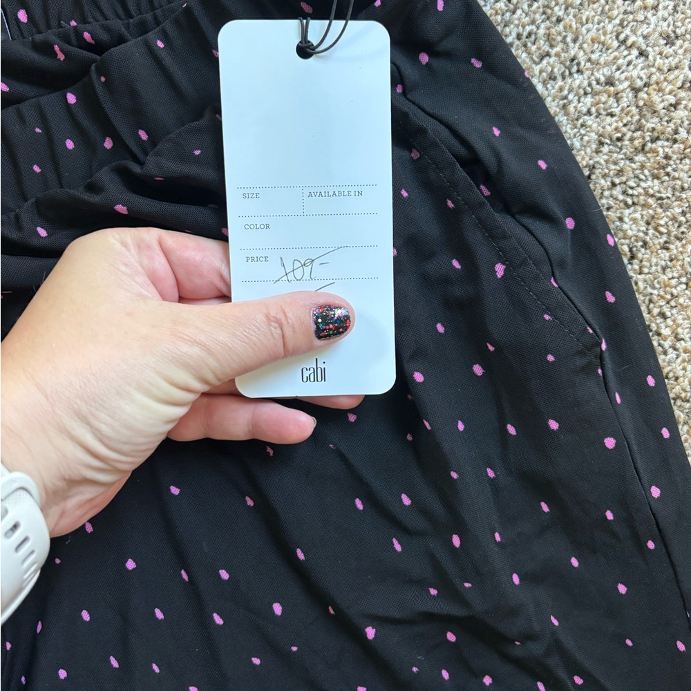 CAbi Black Trousers with Pink Dots semi sheer - Picture 3 of 3
